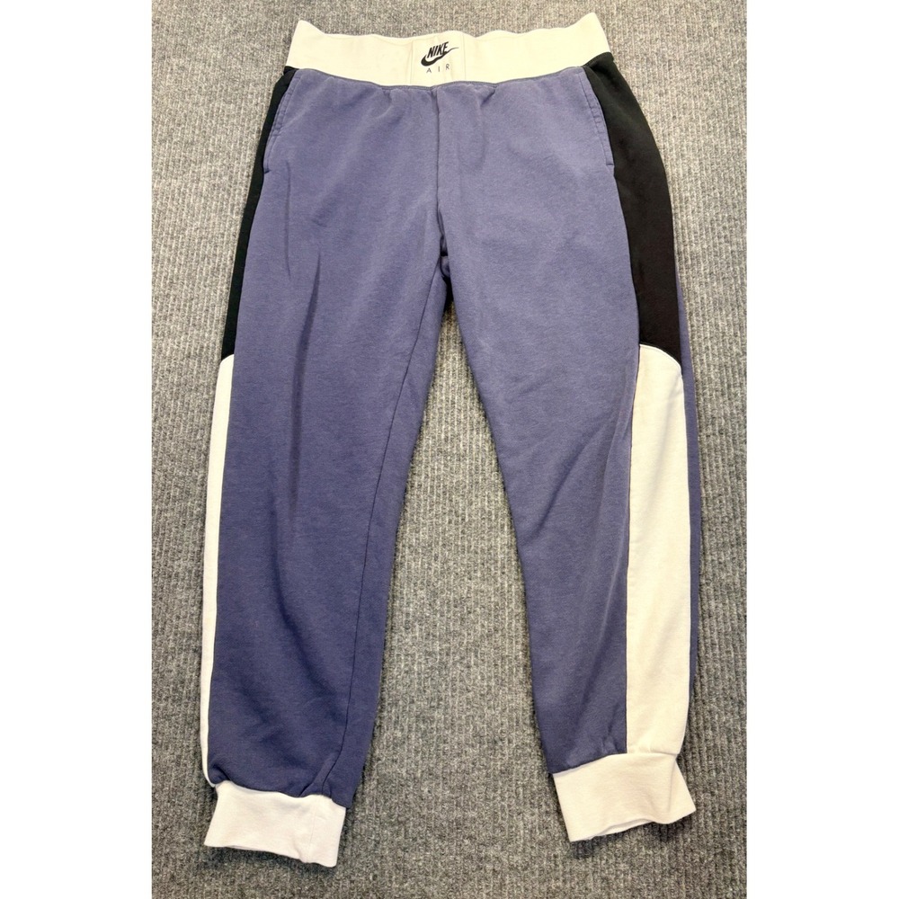 Nike Air Women Blue Colorblock Fleece Joggers Sweatpants Size L Tapered Leg